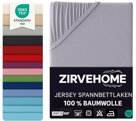 Spannbettlaken Topper 180x200-200x200 cm. Jersey Spannbetttuch 100% Baumwolle – Boxspringbett Topper Spannbettlaken für Matratzentopper bis 10 cm Matratzenhöhe Komfortables Bettlaken Grau