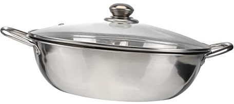 OFFSCH 304 Stainless Steel Induction Cooker Hot Pot Divider 32cm, Dual Section Hot Pot Cookware Lid, Suitable for Electric Stove and Home Use