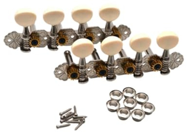perfeclan Mandolin Machine Heads Instrument Accessories Easy to Install 4 Left and 4 Right Mandolin Tuners for 8 String Guitars Banjo, Silver