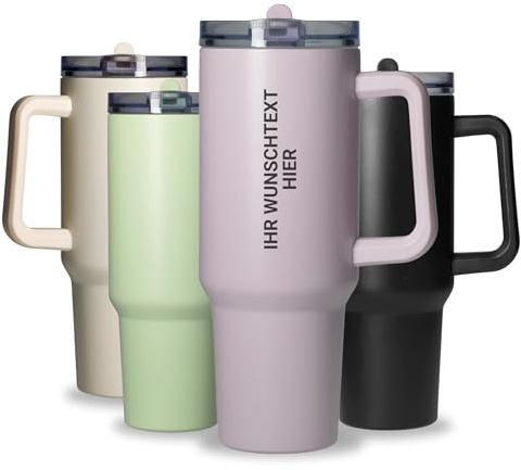 Personalisierter Trinkbecher aus Edelstahl 1,2 L 'Tampa' Isolierbecher | Coffee to go, doppelwandig, hält lange warm, Büro, Auto, Reise, Trinkbecher, Geschenkidee