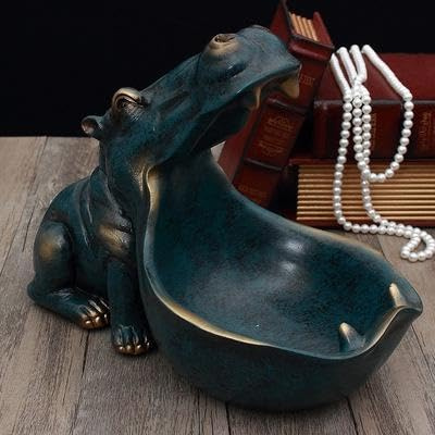 Hippo Statue Key Bowl,Creativity Big Mouth Hippo Candy Dish,Hippo Statues Figurines Entrance Candy Keys Bowl,Large Mouth Sculpture Table Decoration,Storage Basket Ornament for Home