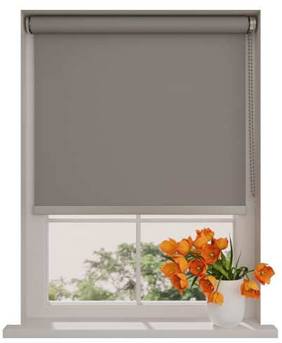 Radeco® Verdunklungsrollo ohne Bohren 240 x 190 cm (BxH) Grau, Größen von 40 bis 240 Breite, Rollos für Fenster ohne Bohren, Rollo ohne Bohren, Klemmrollos für Fenster ohne Bohren