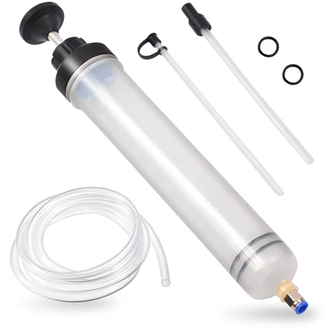 PTHDEW 500ml Ölabsaugpumpe, Ölspritze Ölabsaugspritze Handpumpe Absaugpumpe mit 2 Schläuchen und Ersatzringen Auto Flüssigkeitsabsauger für Bremsflüssigkeit Getriebeöle Kühlflüssigkeit Hinterachsöl