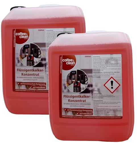 Flüssigentkalker Konzentrat mit Farbindikator & Korrosionsschutz für Kaffeevollautomaten & andere Geräte, 2x 5 Liter