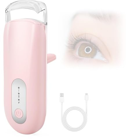 Heated Eyelash Curler, Fast Heating Anti-Scalding Electric Eyelash Curler with 2 Temps, Long-Lasting All-Day Curl, USB-C Rechargeable Portable with 5-Min Auto Shut Off for Safety - Pink