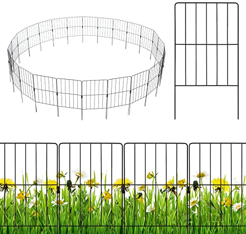 FANTASK 25 Stück Gartenzaun Metall, 60 cm hoch, dekorativer Zaun Garten, Garten Zaun Gartenbeet, Teichzaun Beetzaun (Schwarz)