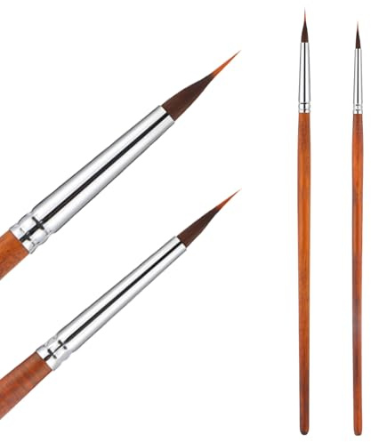 2 Stück Aquarellpinsel Linierer Professionell - Künstlerpinsel, Spitz Pinsel | Für Aquarellmalerei und Flüssige Acrylfarben | Ideal für Anfänger und Profis | Professioneller Synthetik-Pinselkopf mit extra langem Zobelkörper, 21,8 cm und 22,6 cm, für Aquarellfarben