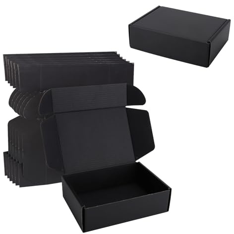 6 Stk Geschenkboxen Schwarze Versandkartons, 17×12×5cm Pappschachteln