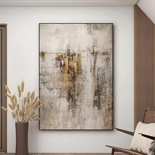Stort modernt väggkonst med abstrakt textur, inramad duk, personlig ramlös tavla för heminredning (60 x 90 cm / 24 x 35 tum)