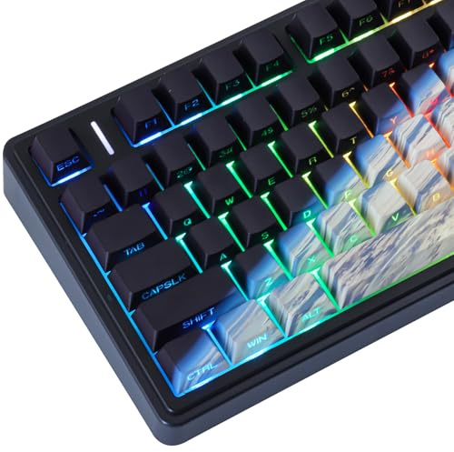 JakeTsai PBT Keycaps 131 Keys Double Shot Keycaps, Shine Through Side Printed Keycap, Cherry Profile Dye Sublimation Custom Keycap for Cherry MX Switch Mechanical Keyboards