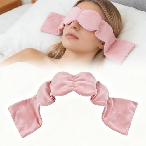 XPJBKC Schlafmaske Gewicht, Deep Rest Schlafmaskes mit Gewichtsperlen & Baumwolle, Lichtblockierung Augenbinde aus Ultraweicher Stoff, Augenmaske Schlafmaske für Reisen Pause Meditation (Rosa)