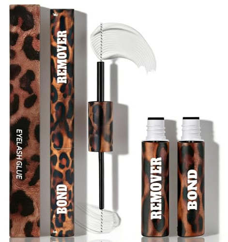 Lash Glue and Remover Kit for Cluster Lashes, 72H Strong Hold Waterproof Oilproof, 2-in-1 Bond + Remover, Oilproof Latex Free, Non-Irritating for DIY Eyelash Extensions Home Use
