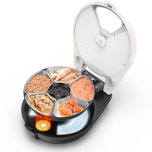 Automatic Wet Food Cat Feeder, 3 Days 5 Freshness Meals Refrigerated | Auto Cat Feeder, Semiconductor Cooling & Heating with 304 Stainless Steel Bowl, Programmable Timer Cat Food Dispenser