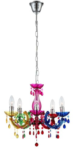 Kronleuchter Hänge Leuchte Decken Pendel Lampe Ess Zimmer Beleuchtung Luster bunt Globo 63118-5