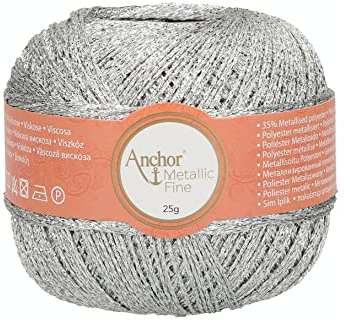 Anchor Metallic Fine 4706000-00301 Farbe: Silber, 25g, Häkelgarne