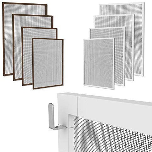 Klemm Fliegengitter Fenster mit Rahmen Weiss 100 x 120cm Fliegenschutz Fensterrahmen, Insektenschutz Fenster Fliegengitter mit Rahmen Alu - Montage ohne Bohren - Insektengitter Fliegennetz Fenster