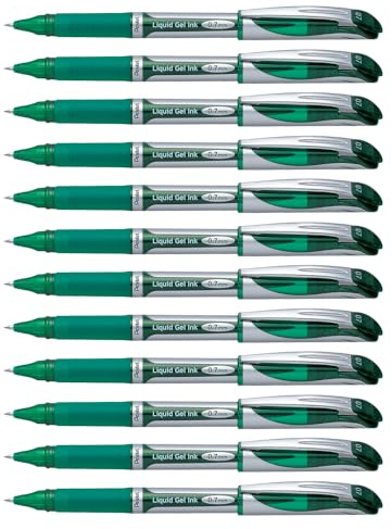 Pentel BL57-D EnerGel Liquid Gel-Tintenroller mit Kappe, 0,7 mm Kugeldurchmesser = 0,35 mm Strichstärke, 12 Stück, grün