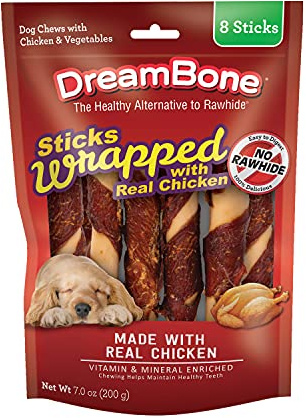 DreamBone Chicken-Wrapped Chews 8 Count, Rawhide-Free Chews for Dogs - large | 8-count