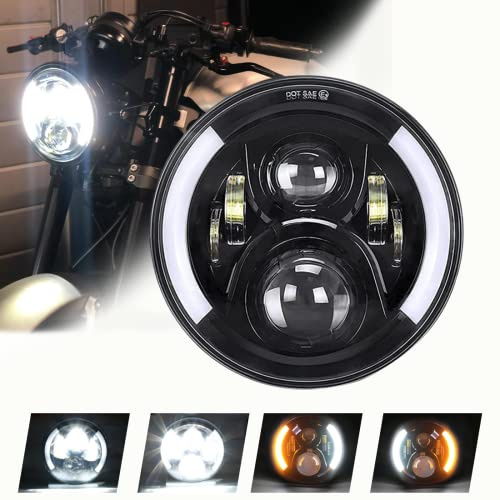SKUNTUGUANG 7 Inch Led Motorcycle Headlight with DRL Turn Signal Lights for Motorcycle (Signal Headlight)