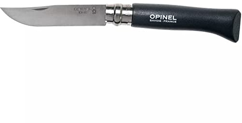 Opinel N° 08 Taschenmesser aus Buchenholz und Edelstahl in der Farbe Schwarz mit einer Klingenlänge von 8,5cm, 2546009