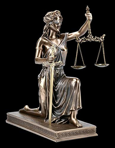 Kniende griechische Göttin Justitia Figur mit Brieföffner Veronese | Deko-Figur Statue Mythologie H 25,5 cm