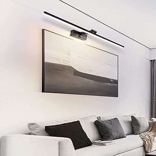 MantoLite Luz de Espejo Con Temperatura de Color Regulable, 80CM 16W Interior Iluminación para Cuadros y Expositores,Negro Cepillado Aplique de Pared Baño Lámparas de pared LED Luces de Lectura