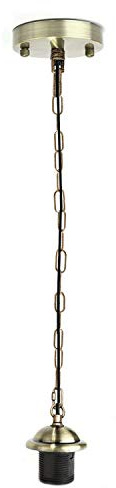 DC VOLTAGE Vintage Pendant Light Fitting – Antique Brass Ceiling Rose with Adjustable Hanging Chain E27 Holder, Perfect for Kitchen Island, Dining Room & Bar Lighting