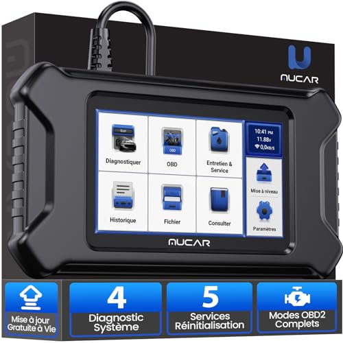 Amélioré MUCAR CS4 Valise Diagnostic Auto Multimarque, OBD-II Diagnostic Français, ECM ABS SRS TCM Lecteur de Code, pour Toutes Les Voitures avec Huile, EPB, SAS, TPMS, TBA, ETS Gratuit à Vie