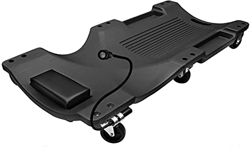 ARCH Auto-Rollbrett Werkstatt, Werkstattgarage, Mechaniker-Kriechpflanze Mit Weichem Leder-Schwamm-Kopfstütze Und Tragbarer Hubgriff, 2 Ablagefächer (Color : Black, Size : 40inch)