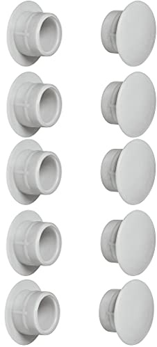 cyclingcolors 10x Abdeckkappen Kunststoff Blindbohrung Stopfen Blindstopfen Abdeckung Möbel (Ø12mm/lichtgrau RAL 7035)