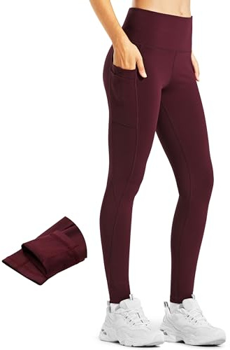 Libin Thermo Leggings Damen Winter Warm Thermoleggins | Laufhose Hohe Taille Wasserabweisend Thermohose Sport Leggins Wanderleggings mit Taschen