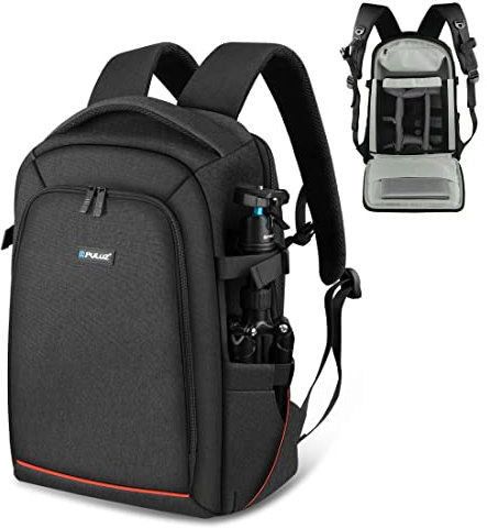 PULUZ Camera Bag Professional Camera Backpack Case with Laptop Compartment Waterproof Rain Cover for DSLR SLR Mirrorless Camera Lens Tripod Photography Backpack for Women Men Photographer