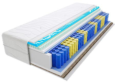 Godre Matratze 70x200 cm Doppelmatratze, H3 & H4 Federkernmatratze, Taschenfederkernmatratze 22 cm Hoch Latex Seegras Profilierter Visco Memory Hypoallergene, HR-Schaum Lima Gras Visco Molet