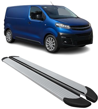OMAC Seitenschweller Trittbretter Schweller kompatibel mit Opel Vivaro C 2019-2026 L2 L3 Silber Alu