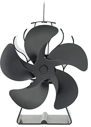 Kaminventilator, Ofenventilator, 5 Flügel, Ofenventilator, wärmebetriebener Kaminventilator für Holz/Holzbrenner/Kamin, umweltfreundliche Umwälzung und für große Räume