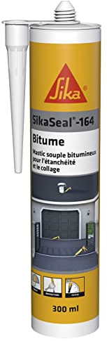 SIKA - Mastic bitumineux - SikaSeal-164 Bitume noir - Étanchéité et collage sur sol et toiture - Extérieur - Résistant aux intempéries et UV - 300 ml