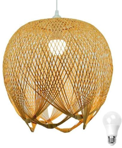 Creative Weaving Bambus Pendelleuchte Bambus Lampenschirm Deckenleuchte Kronleuchter Deckenleuchte für Esszimmer, Restaurant, Schlafzimmer, Café, Bar, L