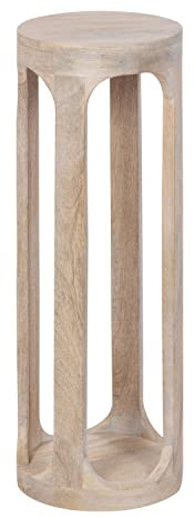 Kate and Laurel Dahl Coastal Wooden Round Drink Boho Circle Wood Accent Pedestal Table for Living Room Plant Stand or Small Bedroom Nightstand, 8 x 23, Whitewash