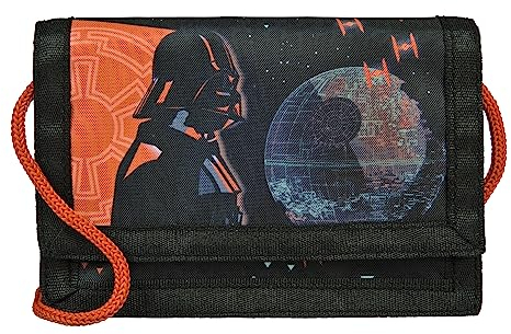 Undercover Geldbeutel und Brustbeutel, mit Klettverschluss und Reißverschluss, Portemonnaie Kordelband, Geldscheinfach und Münzfach für Kinder, Jungen und Mädchen, 8 x 13 x 5 cm, Motiv: Star Wars