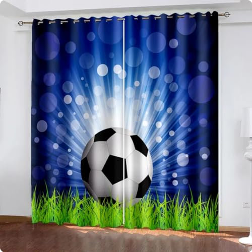 IMASHI Karikatur Fußball Vorhänge Kinder Jungen Vorhänge für Wohnzimmer Schlafzimmer Wohnkultur Vorhänge 100x140cm
