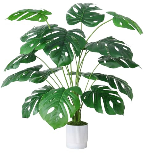 SOMYTING Pianta Artificiale Monstera In Vaso 18 Rami, 71 cm Pianta di Monstera Tropicale Artificiale Foglie Verdi Pianta Hawaiana Piante Finte da Interno