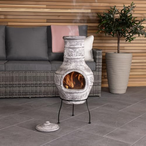 Charles Bentley Outdoor Medium Natural Clay Chiminea Patio Heater Firepit Outdoor Heating Patio Garden Heating