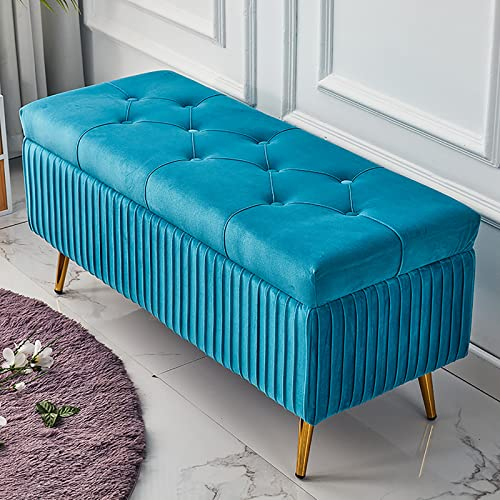 Samtgepolsterte getuftete Ottoman-Bank mit Knopf, gepolsterte Bett-Aufbewahrungsbank für Wohnzimmer, Eingangsbereich, Sofabank mit Stauraum