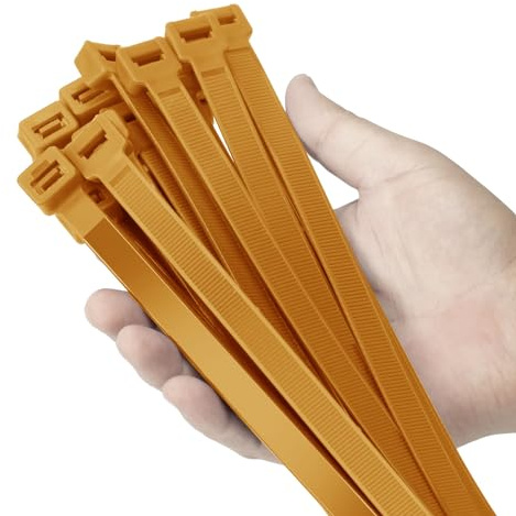 Armpow 24 inch Gold Zip Ties Heavy Duty 50 PACK, 250 LBS Ultra Exclusive Strong Plastic Wire Ties, Large Cable Ties Extra Long Tie Wraps, Indoor and Outdoor UV Resistant