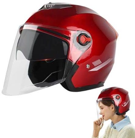 Offene Motorradhelme – 3/4 Motorrad, leichte Motorradhelme, Mopedhelme für Erwachsene, Damen und Herren | Motorradhelme, langlebige Motorradhelme mit Visier für Roller, 22–24,4 Zoll