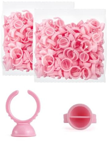 200 Pièces Colle Bagues, Support Colle à Cils, Tasses à Anneaux Colle, Bagues En Plastique Pour Extension Cils, Jetables Anneaux D'extension Cils, Anneau Colle Pour Tatouage, colle extension cils