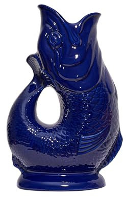 The Original Gluggle Jug - Cobalt Blue Glug Jug in XL, 28cm 1.4L - Gug Glug Fish Shaped Jug - Decorative Glugging Water, Cocktail, Wine & Gin Pitcher, Decanter or Vase - Hand Made in Britain
