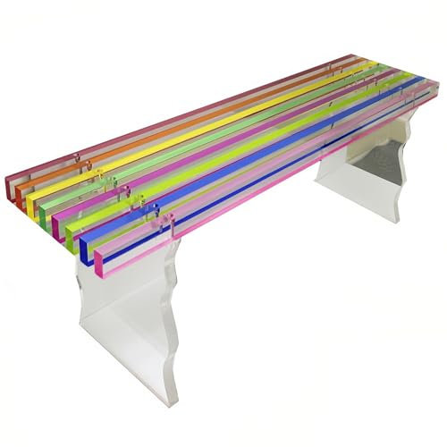 Gartenbänke, Moderne Nachttischbank, Bunte Regenbogen-Acrylbank, Haustür-Schuhbank, Transparente Balkonbank, Geeignet für Wohnzimmer, Schlafzimmer, Garten, Außenbankmöbel, Gartenbank ohne Armlehne(119