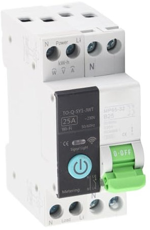 Interruttore Automatico WiFi Intelligente, Interruttore Automatico Timer, Misurazione Timer Telecomando, Interruttore Domestico 1P+N 25A 230VAC, con modalità di Temporizzazione,