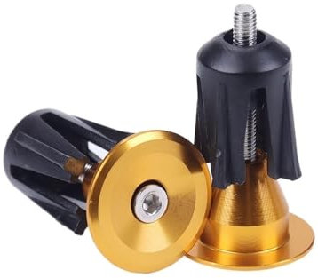 SteuersäTze 1 Paar Fahrrad Lenker End Stecker Aluminium Legierung Mountain Road Fahrrad Lenker End Kappe Multi-Farbe Radfahren Lenker Zubehör Ahead Kappe(Gold)